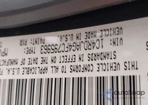 2015 Dodge Durango Sxt z USA, uszkodzony, nr VIN 1C4RDJAG4FC795963